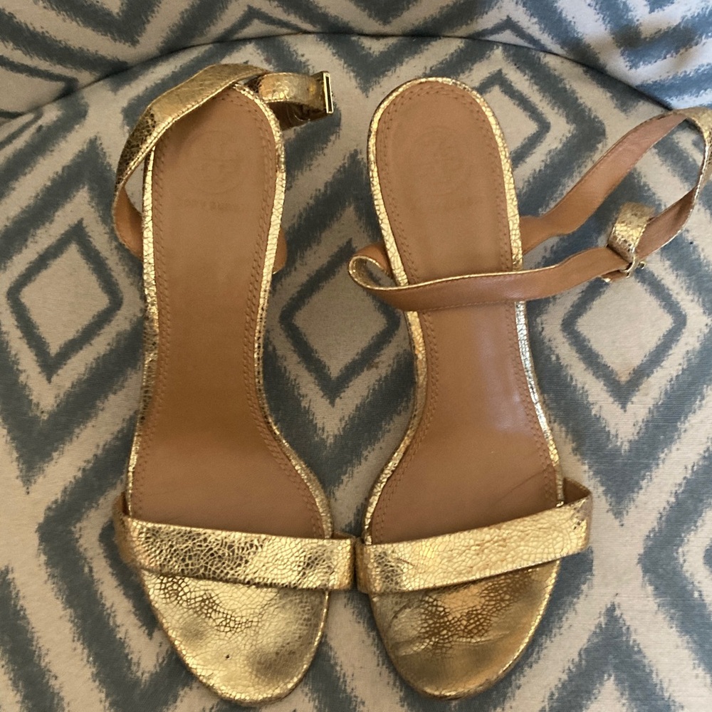 Tory Burch‎ Gold Strappy Heels 8.5 🌸